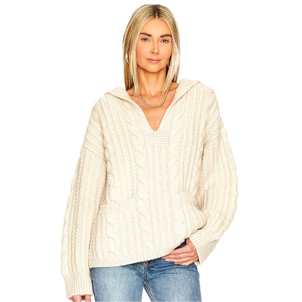 Nili Lotan Hunter hand knit hooded pullover sweater